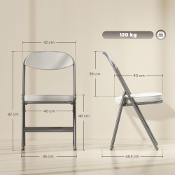 Taittotuolit vakosamettia 4 kpl, pehmustetut metallirunkoiset tuolit, cremevalkoinen