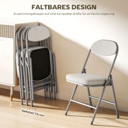 Taittotuolit vakosamettia 4 kpl, pehmustetut metallirunkoiset tuolit, cremevalkoinen