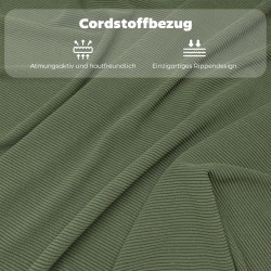 Taittotuolit ruokapöydän ääreen, pehmustettu cord-kangas, metallirunko, 4 kpl, vihreä