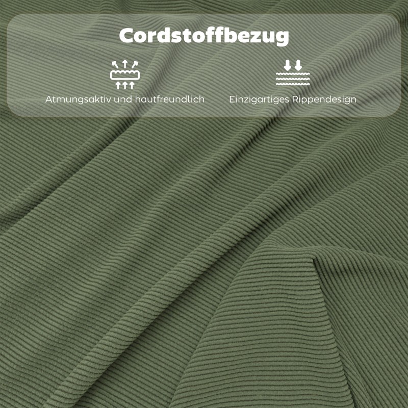 Taittotuolit ruokapöydän ääreen, pehmustettu cord-kangas, metallirunko, 4 kpl, vihreä