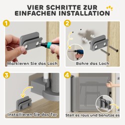 Ulosvedettävä turvaportti koirille muovi/alumiini 0–136 cm 87 cm korkea harmaa