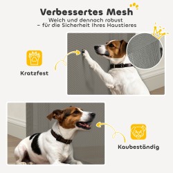 Ulosvedettävä turvaportti koirille muovi/alumiini 0–136 cm 87 cm korkea harmaa