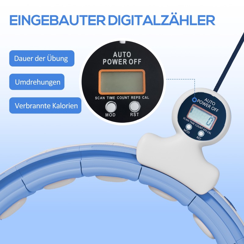 Älyvannesarja aikuisille, laskurilla ja painokuulalla, 16 osaa, vyötärö 76–113 cm, vaaleansininen