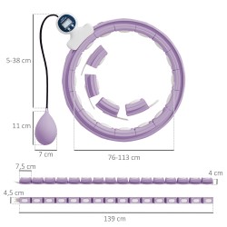Älykäs hulavanne aikuisille, 16 osaa, painokuula 400 g, laskuri, vyötärö 76–113 cm, violetti