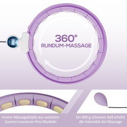 Älykäs hulavanne aikuisille, 16 osaa, painokuula 400 g, laskuri, vyötärö 76–113 cm, violetti