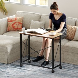 Taitettava työpöytä pyörillä, teräs ja MDF, 80x40x75 cm, tammi/musta