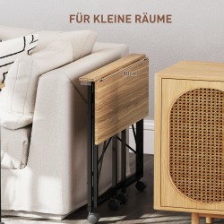 Taitettava työpöytä pyörillä, teräs ja MDF, 80x40x75 cm, tammi/musta