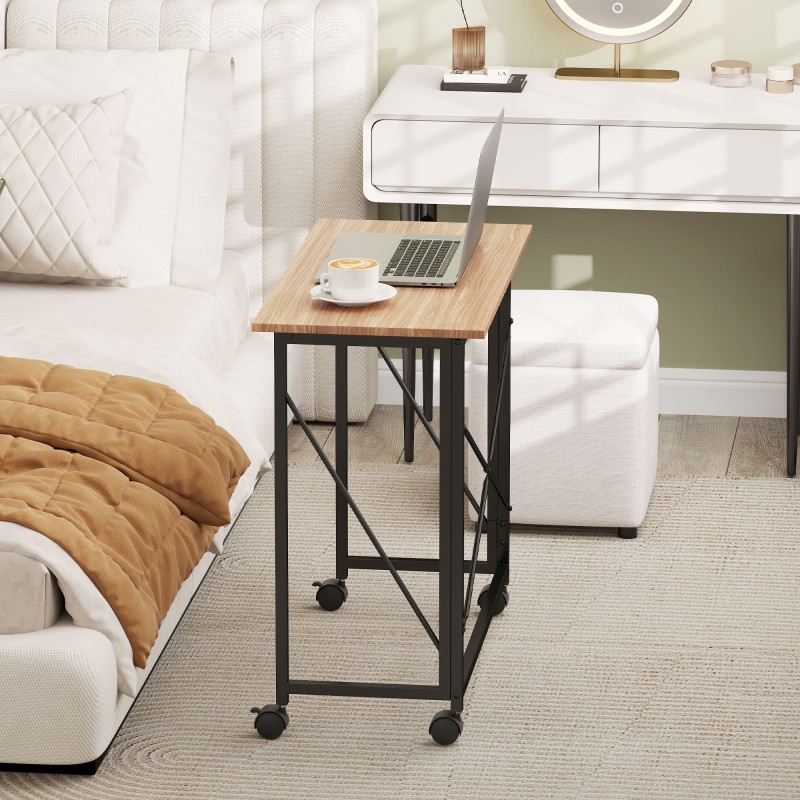 Taitettava työpöytä pyörillä, teräs ja MDF, 80x40x75 cm, tammi/musta