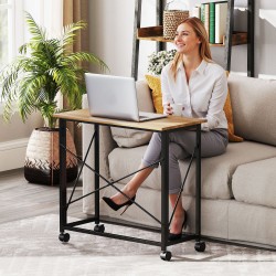 Taitettava työpöytä pyörillä, teräs ja MDF, 80x40x75 cm, tammi/musta