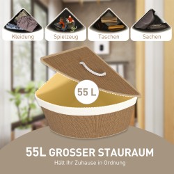 Pyykkikori kulmamallinen bambupunos 35x35x60 cm 55 L ruskea