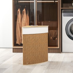 Pyykkikori kulmamallinen bambupunos 35x35x60 cm 55 L ruskea