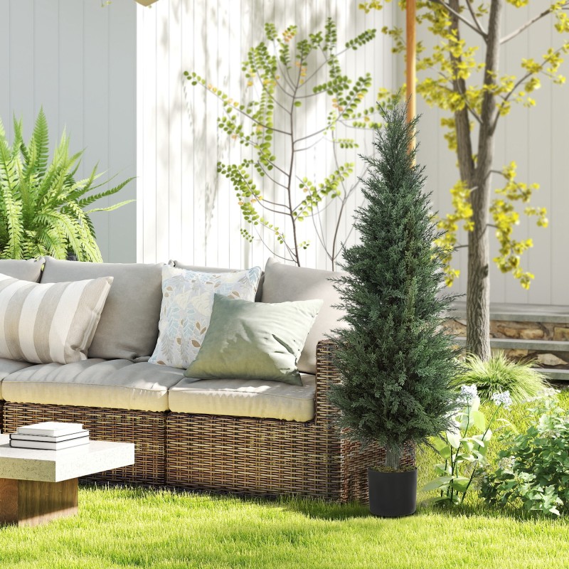 Tekosypressi ruukussa 120 cm, 638 muovilehteä, UV-kestävä, vihreä