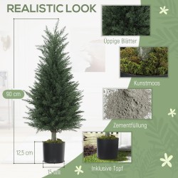 Tekokasvi sypressi ruukussa 90 cm UV-suojattu 2 kpl vihreä