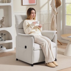 Sähkötoiminen lepotuoli hiljaisella moottorilla, portaaton säätö ja muistitoiminto, kermanvalkoinen