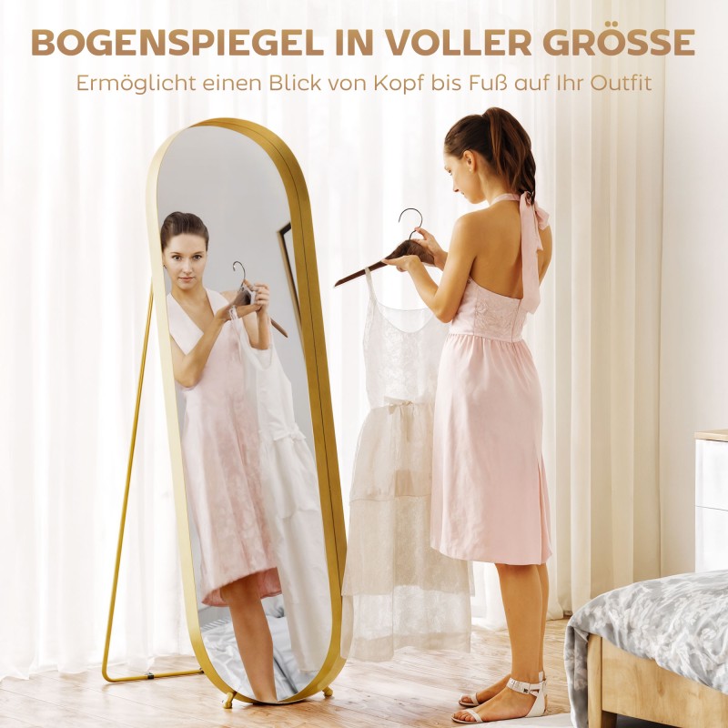 Täyskorkea kokovartalopeili metallikehyksellä 160 x 50 cm, kullanvärinen, lattiamalli