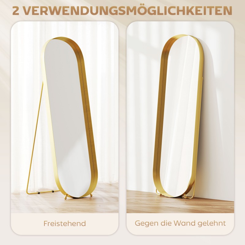 Täyskorkea kokovartalopeili metallikehyksellä 160 x 50 cm, kullanvärinen, lattiamalli