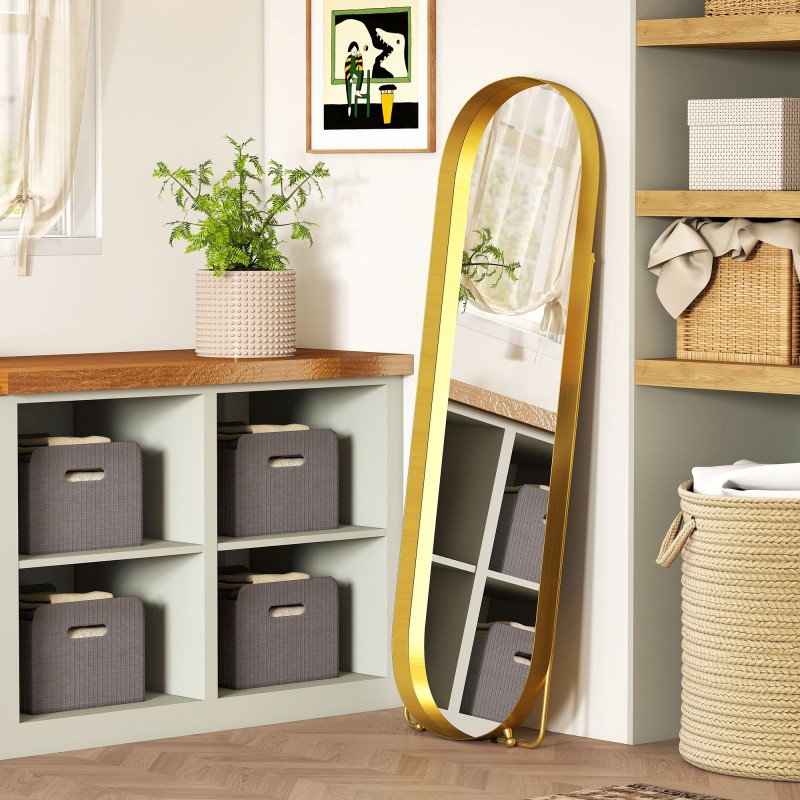 Täyskorkea kokovartalopeili metallikehyksellä 160 x 50 cm, kullanvärinen, lattiamalli