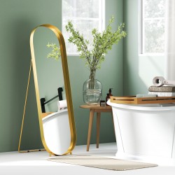 Täyskorkea kokovartalopeili metallikehyksellä 160 x 50 cm, kullanvärinen, lattiamalli