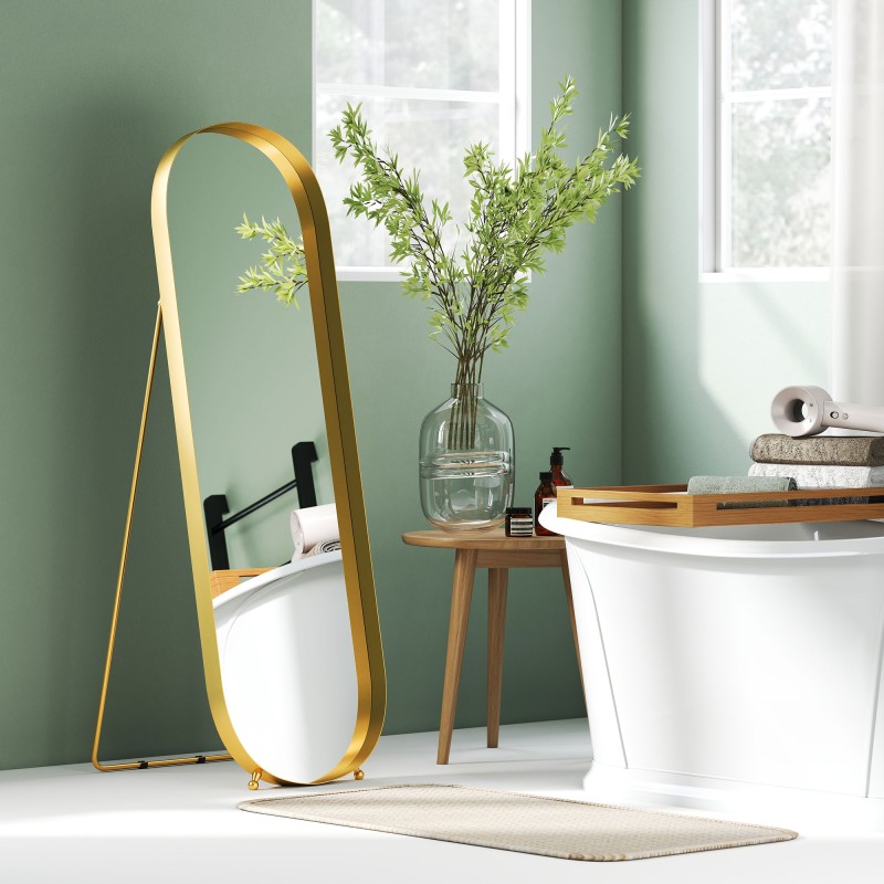 Täyskorkea kokovartalopeili metallikehyksellä 160 x 50 cm, kullanvärinen, lattiamalli