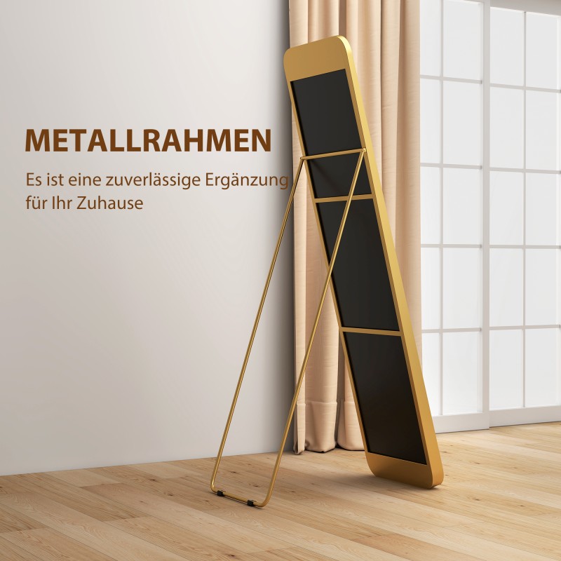 Täyspitkä lattiapeili metallikehys MDF-tausta 160 x 40 cm kultainen