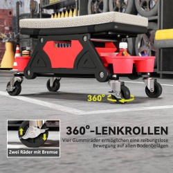 Työpajajakkara pyörillä ja säilytyslokeroilla 35 cm harmaa, kantavuus 135 kg