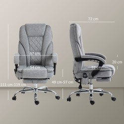 Ergonominen työtuoli hierontatoiminnolla ja jalkatuella, keinonahkaa muistuttava kangas, harmaa