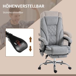 Ergonominen työtuoli hierontatoiminnolla ja jalkatuella, keinonahkaa muistuttava kangas, harmaa