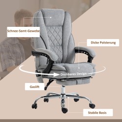 Ergonominen työtuoli hierontatoiminnolla ja jalkatuella, keinonahkaa muistuttava kangas, harmaa