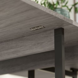 Taitettava ruokapöytä 4 hengelle, teollinen tyyli, hyllyillä, lastulevy/metalli, harmaa