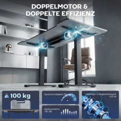 Sähköisesti korkeussäädettävä pöydän runko, teräs, 100–156 cm, musta