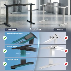 Sähköisesti korkeussäädettävä pöydän runko, teräs, 100–156 cm, musta