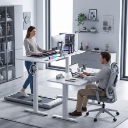 Sähkökäyttöinen korkeussäädettävä työpöydän runko, teräs, 100–156 cm, valkoinen