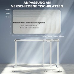 Sähkökäyttöinen korkeussäädettävä työpöydän runko, teräs, 100–156 cm, valkoinen