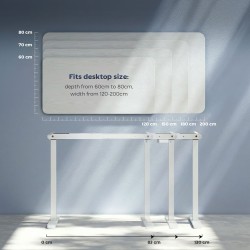 Sähkökäyttöinen korkeussäädettävä työpöydän runko, teräs, 100–156 cm, valkoinen