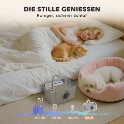 Kissan juoma-allas 3,2 L, ruostumaton teräs, hiljainen pumppu ja aktiivihiilisuodatin hopea