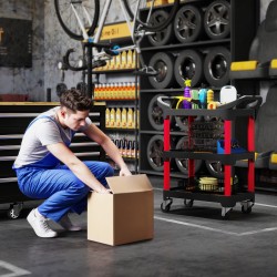 Työkalukärry 3 tasoa muovi 81 x 43 x 96 cm musta/punainen