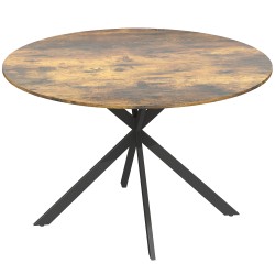 Pyöreä ruokapöytä 4 hengelle teollinen tyyli melamiini ja teräs 120 x 75 cm ruskea musta
