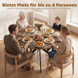 Pyöreä ruokapöytä 4 hengelle, teollinen tyyli, melamiini ja teräs, Ø120 x 75 cm, ruskea/musta