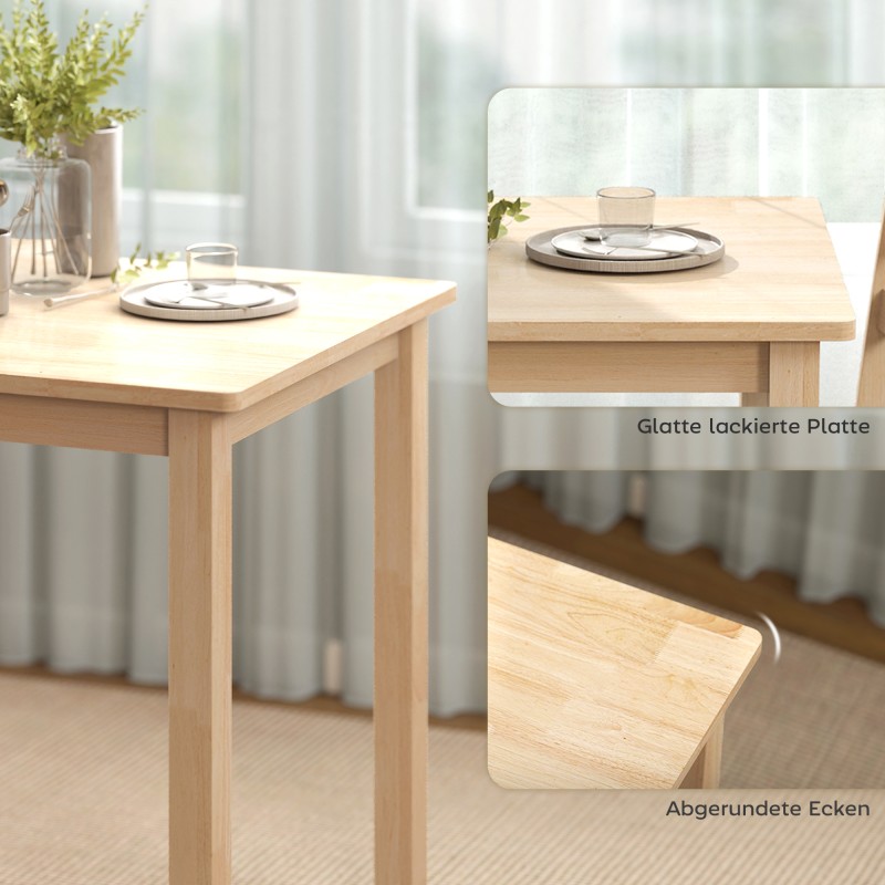 Ruokailuryhmä pieniin tiloihin, 3-osainen, puu ja MDF, pöytä + 2 tuolia, luonnonpuu/harmaa