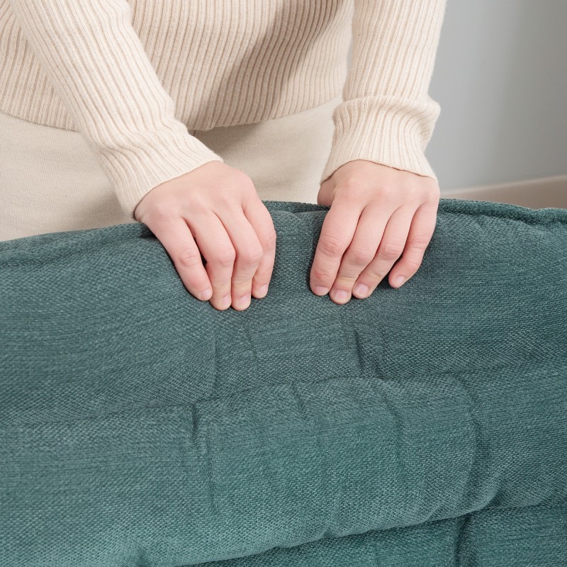 Työtuoli leveällä istuimella, pellavapintainen pehmustettu toimistotuoli, tummanvihreä