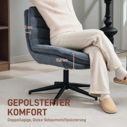 Kääntyvä työtuoli ilman käsinojia, leveä pehmustettu istuin, tummanharmaa