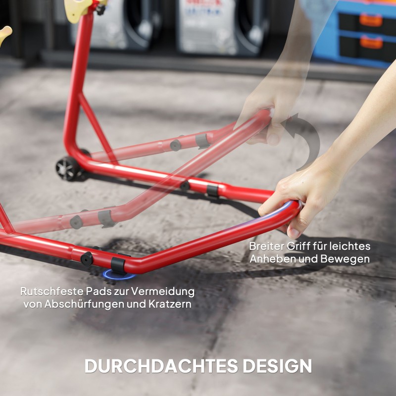 Moottoripyörän takateline huoltoteline teräs 544 kg punainen