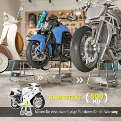 Moottoripyörän huoltoteline motocross/enduro, teräs, kantavuus 500 kg, harmaa