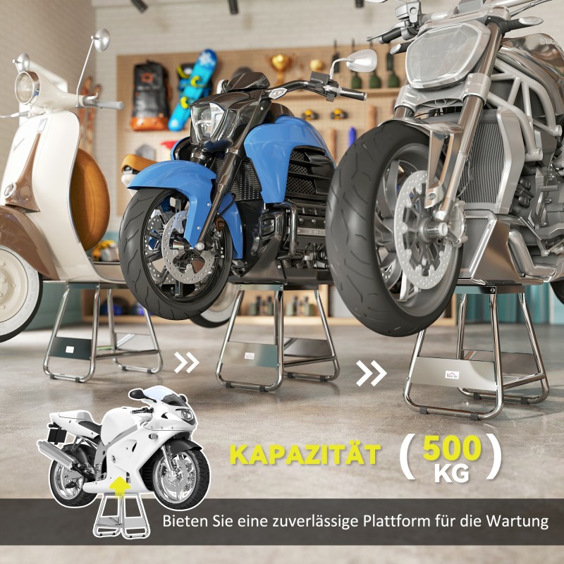 Moottoripyörän huoltoteline motocross/enduro, teräs, kantavuus 500 kg, harmaa