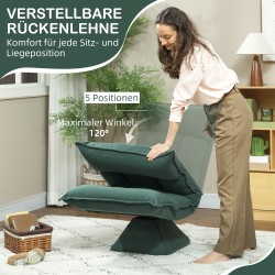 Lattianojaistuoli 360° kääntyvä, 3-asentoinen selkänoja, paksu pehmuste, vihreä