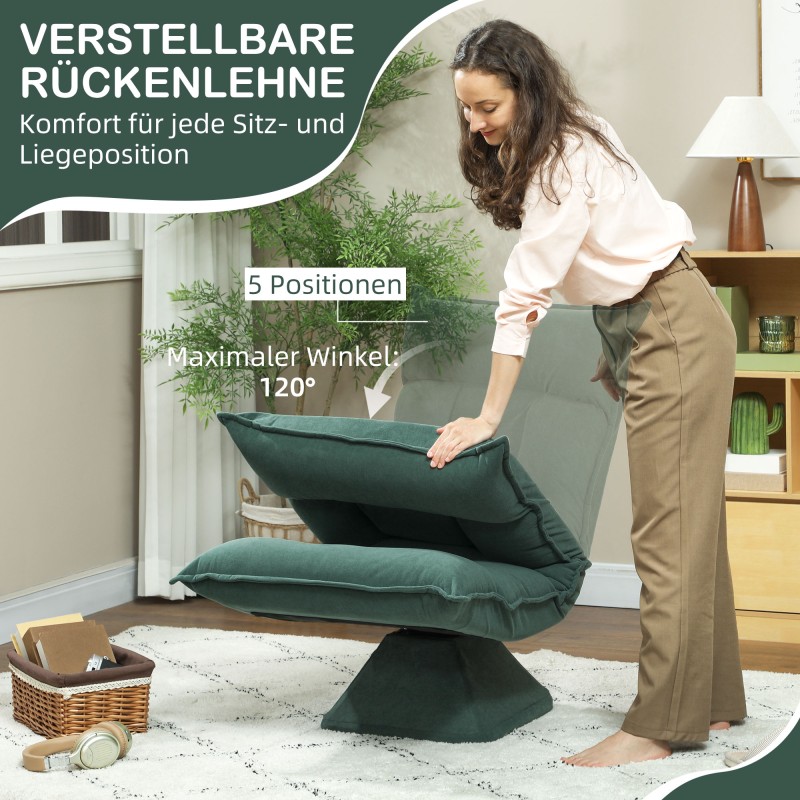 Lattianojaistuoli 360° kääntyvä, 3-asentoinen selkänoja, paksu pehmuste, vihreä