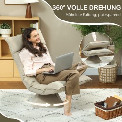 Lattianojatuoli 360° pyörivä, säädettävä selkänoja, samettimainen kangas, beige