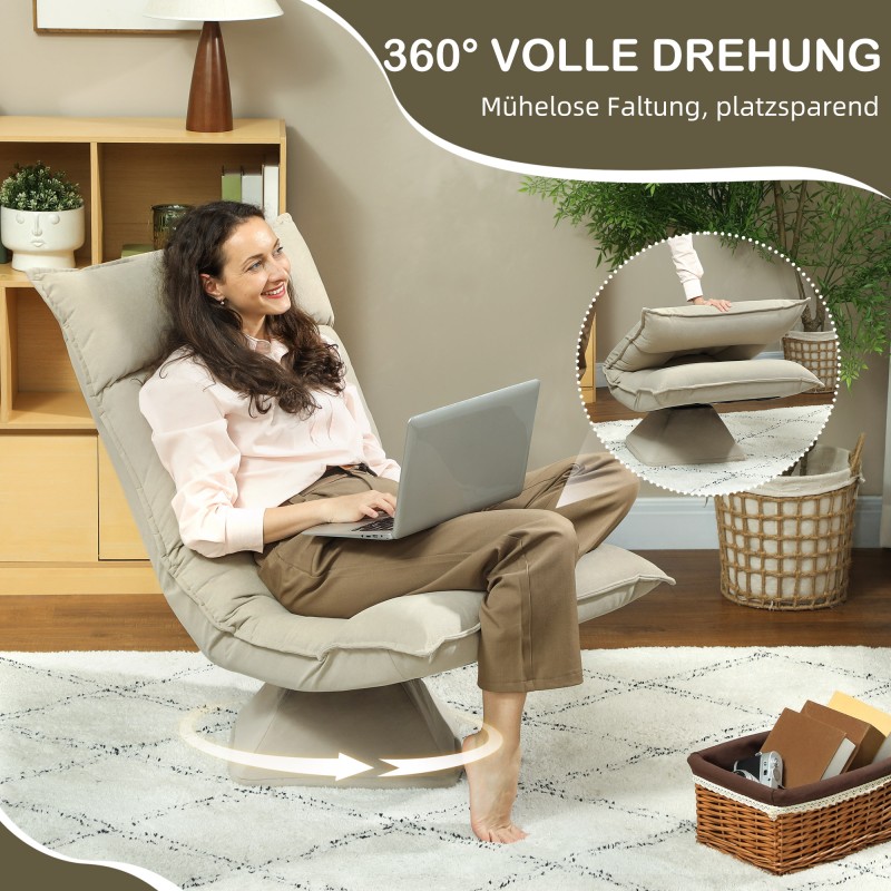 Lattianojatuoli 360° pyörivä, säädettävä selkänoja, samettimainen kangas, beige