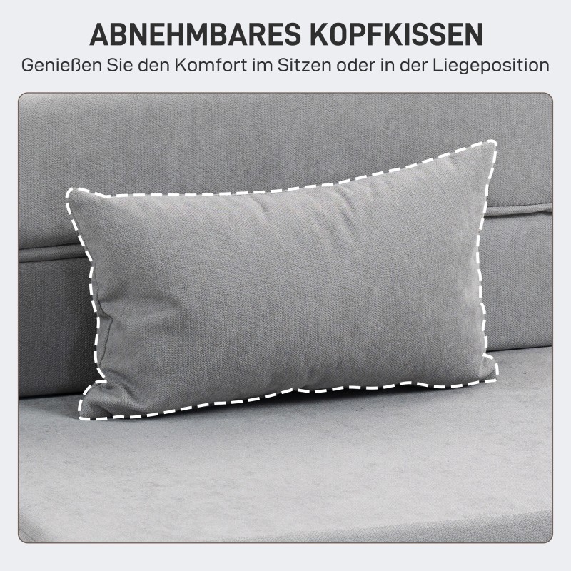 Taitettava lattiasohva / tuolivuode, vaahtomuovi, 210 x 80 cm, vaaleanharmaa, tyynyllä