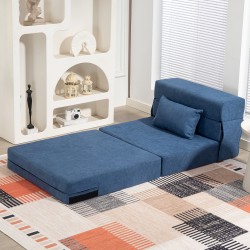 Taittuva lattiasohva ja patja, vaahtomuovi, 210 x 80 cm, tummansininen